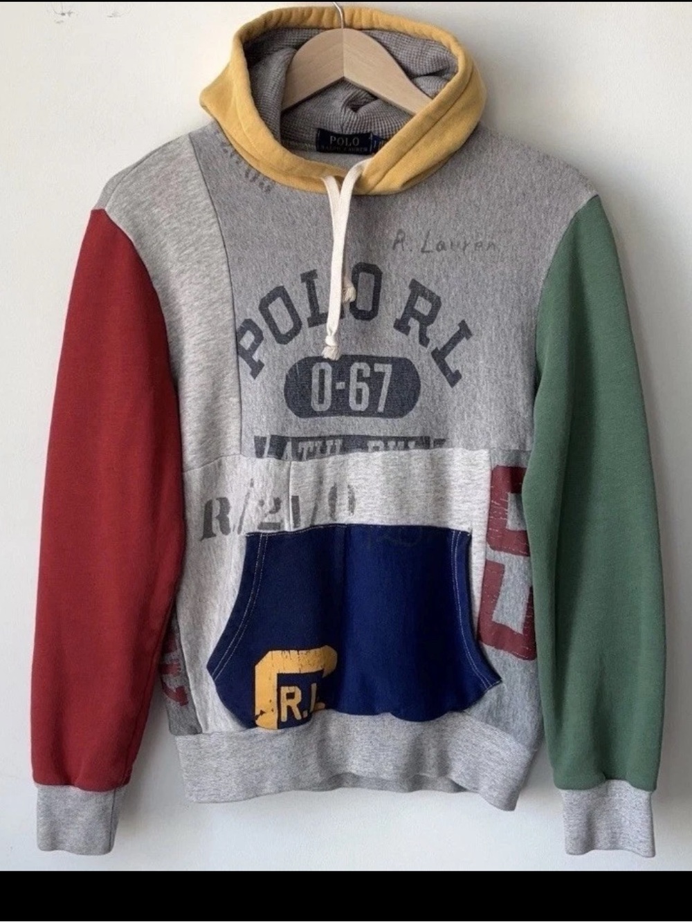 Polo Ralph Lauren Patchwork Varsity Hoodie Mens Large